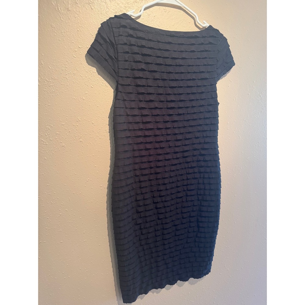 Banana Republic Black Ruffle Tiered Sheath Dress Short Sleeve Stretch Small - Picture 3 of 6